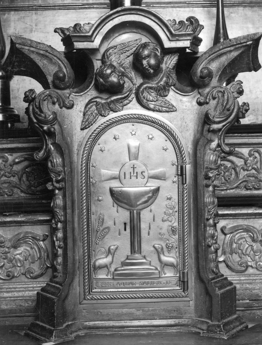 simboli eucaristici (sportello di tabernacolo) - ambito della Valsesia (seconda metà sec. XX)