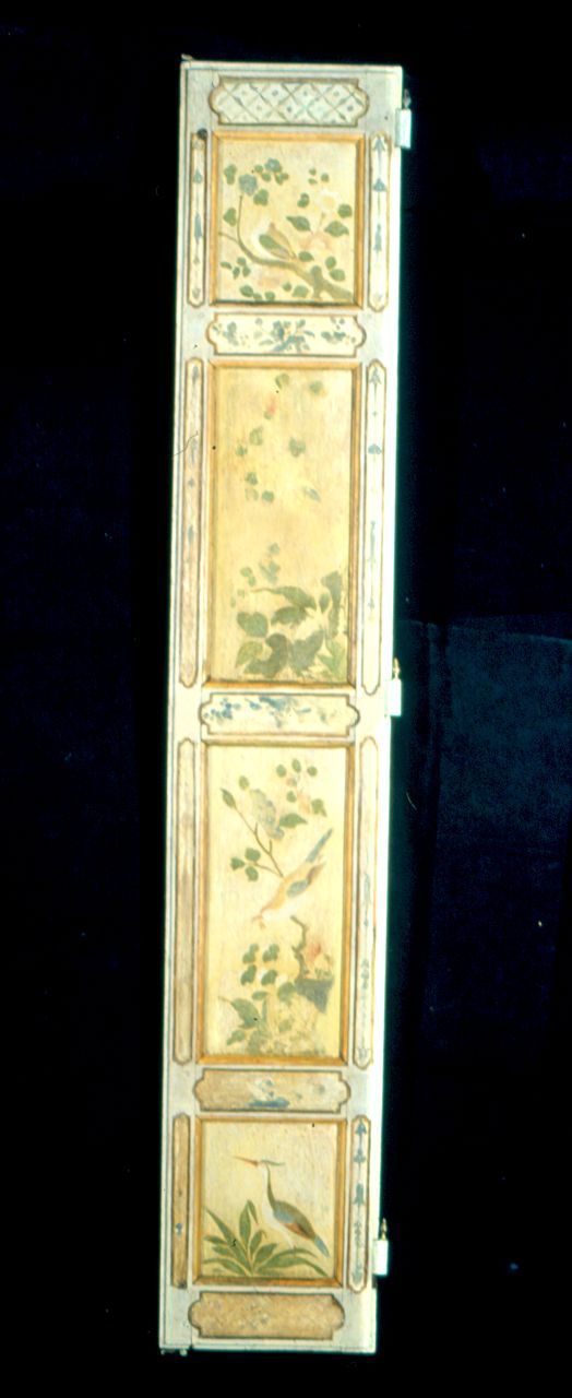 fiori e uccelli (scuro di porta finestra, serie) - ambito piemontese (prima metà sec. XVIII)