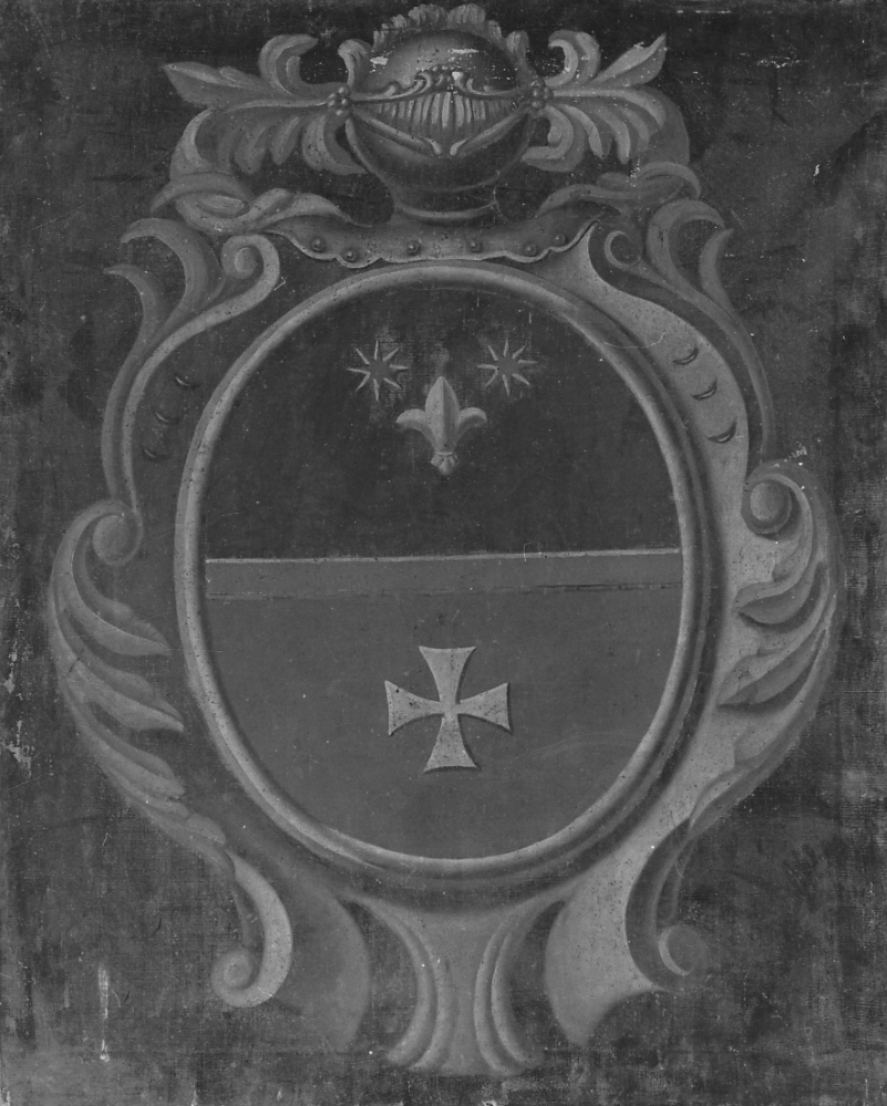 stemma gentilizio con cimiero (dipinto, opera isolata) - ambito biellese (seconda metà sec. XIX)
