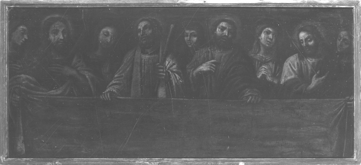 Santi in adorazione della Sacra Sindone (dipinto, opera isolata) - ambito lombardo-piemontese (prima metà sec. XVII)