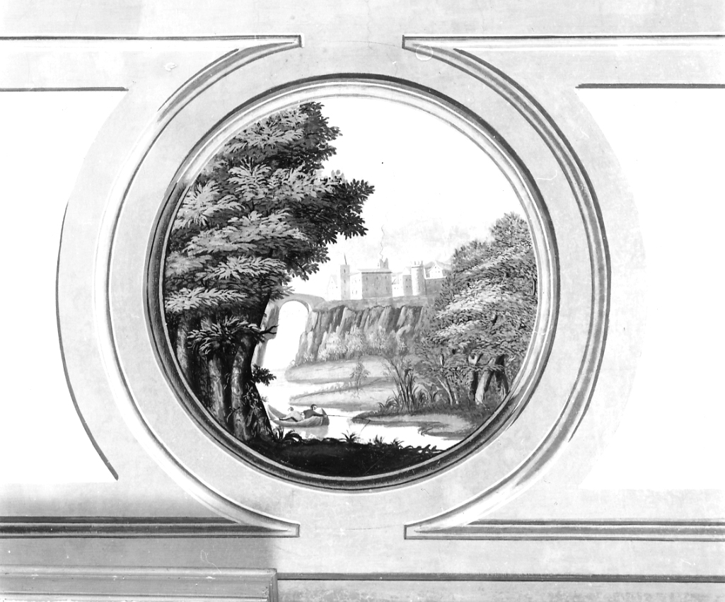 paesaggio con architetture (dipinto, serie) - ambito piemontese (fine sec. XIX)