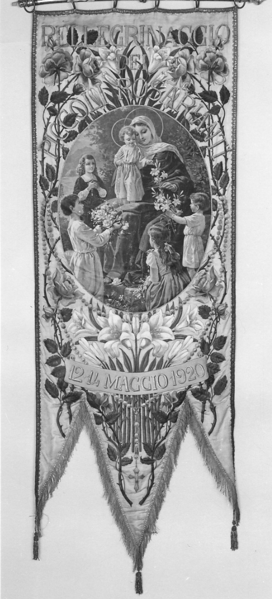 Madonna del Rosario (stendardo processionale, opera isolata) - ambito piemontese (sec. XX)