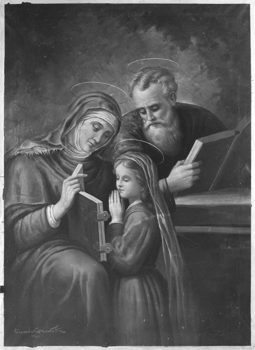 educazione di Maria Vergine (dipinto, opera isolata) di Caravetta R (sec. XX)