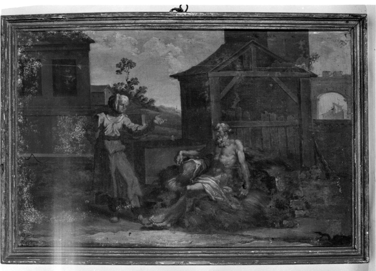 Giobbe deriso dalla moglie (dipinto, opera isolata) - ambito piemontese (prima metà sec. XVIII)