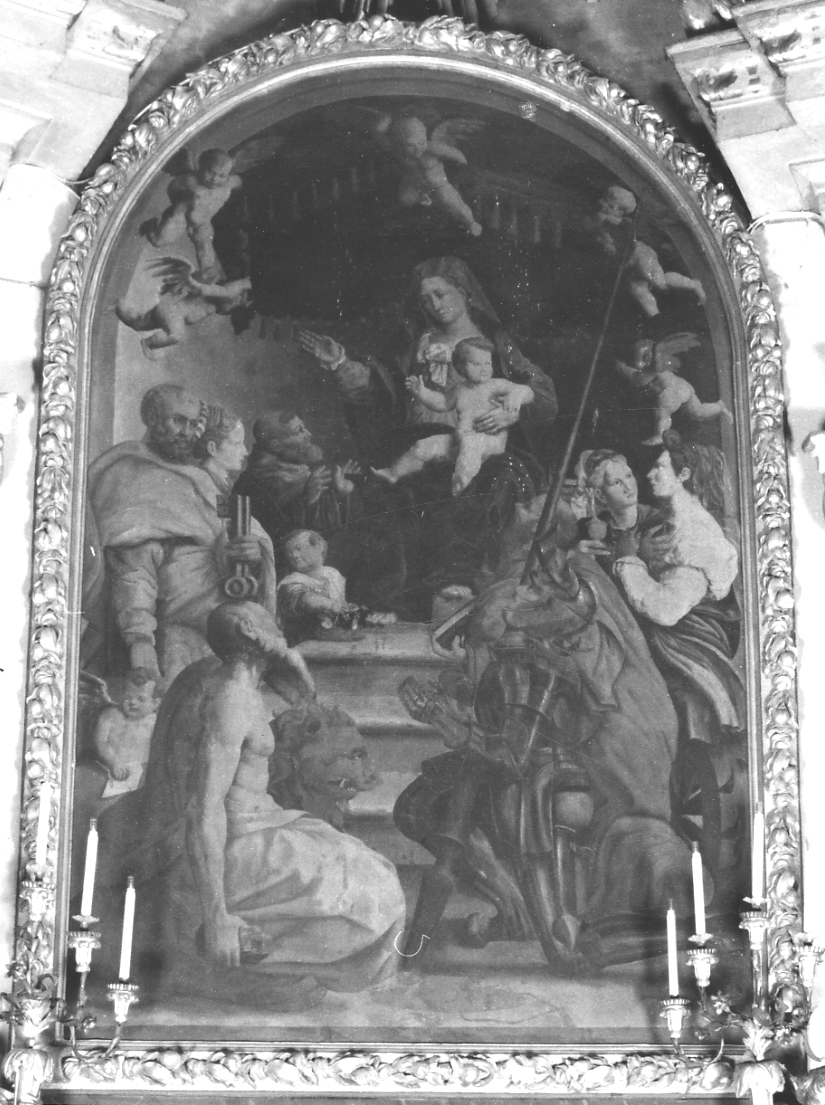 Madonna con Bambino Santi e donatore (dipinto, opera isolata) - ambito Italia settentrionale (sec. XVI)