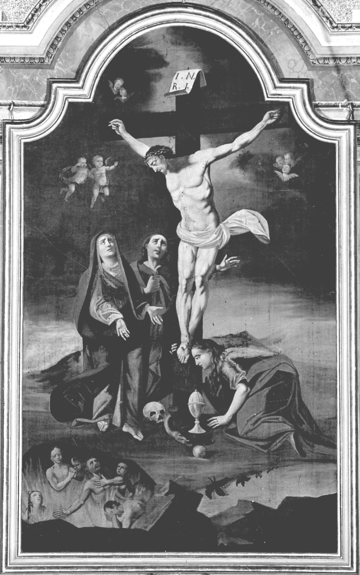 crocifissione di Cristo con la Madonna, San Giovanni Evangelista e Santa Maria Maddalena (dipinto, opera isolata) - ambito piemontese (prima metà sec. XIX)