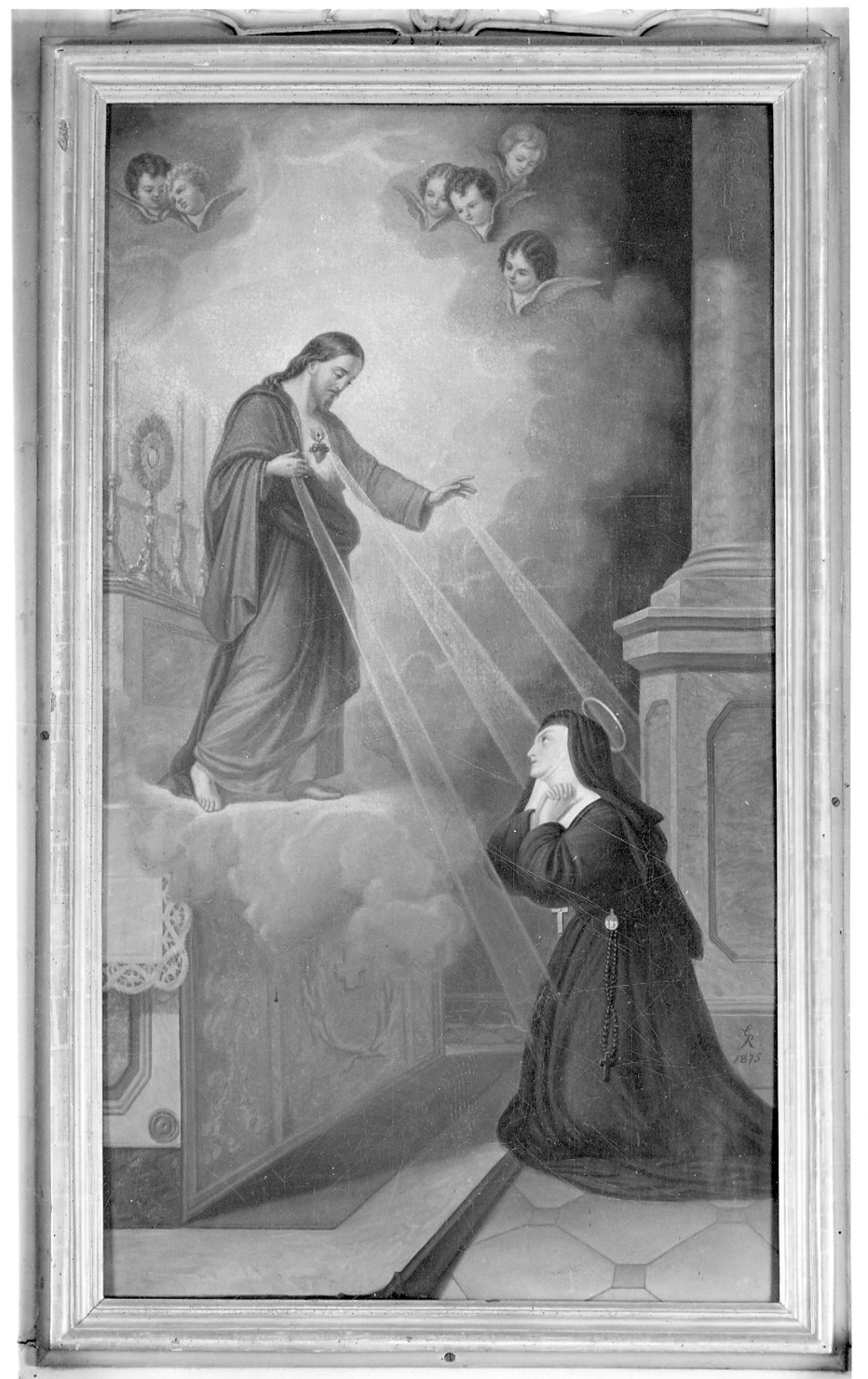 apparizione del Sacro Cuore di Gesù a Santa Margherita Maria Alacoque (dipinto, opera isolata) - ambito piemontese (ultimo quarto sec. XIX)