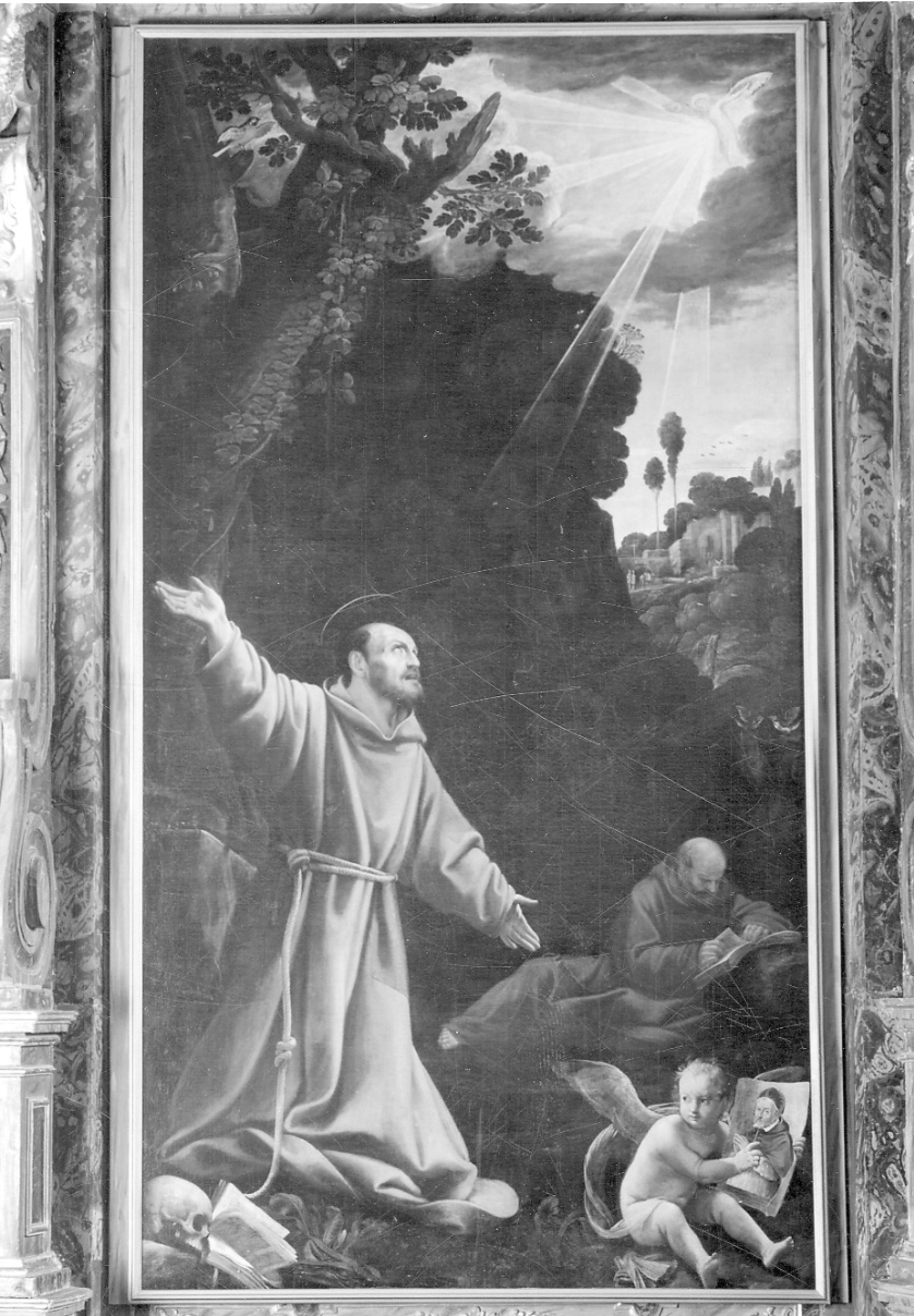 San Francesco d'Assisi riceve le stimmate (dipinto, opera isolata) di Saraceni Carlo (sec. XVII)