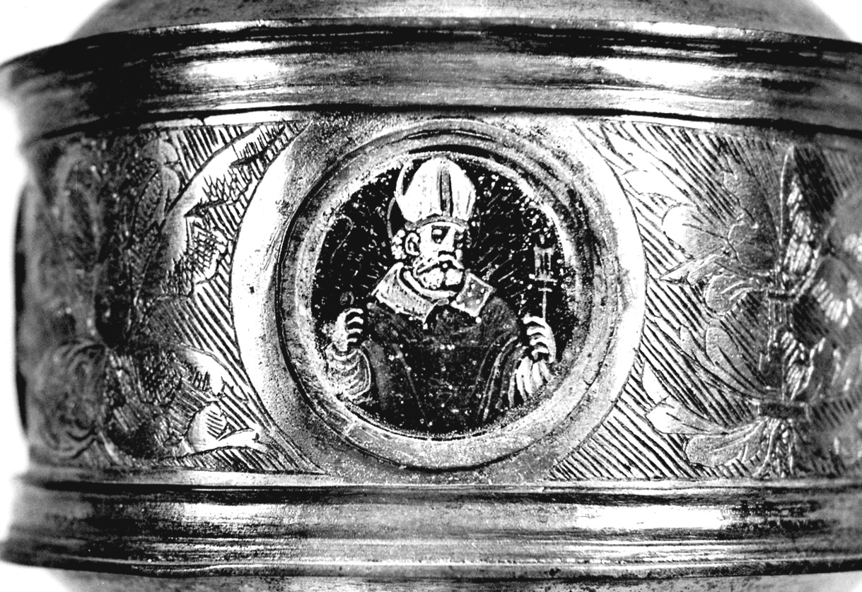 Sant'Ambrogio (decorazione a smalto, elemento d'insieme) - ambito lombardo (seconda metà sec. XVI)