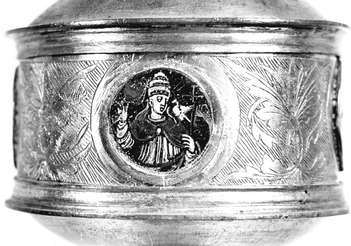 San Gragorio Magno (decorazione a smalto, elemento d'insieme) - ambito lombardo (seconda metà sec. XVI)