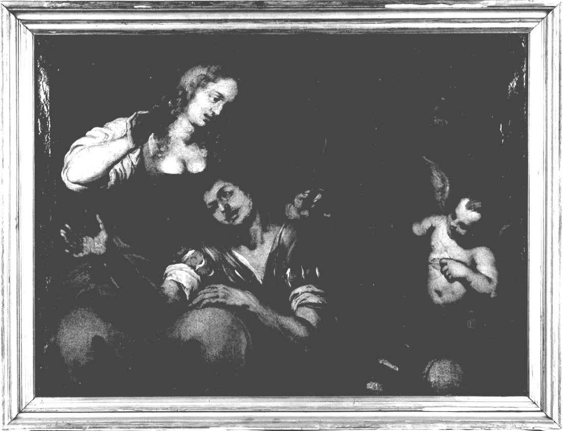 coppia di giovani con Cupido (dipinto, opera isolata) - ambito piemontese (sec. XVII)