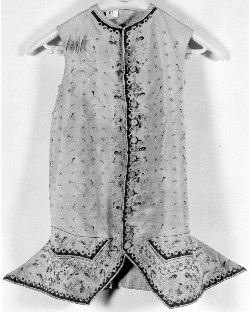 gilet, opera isolata - manifattura italiana, manifattura francese (seconda metà sec. XVIII)