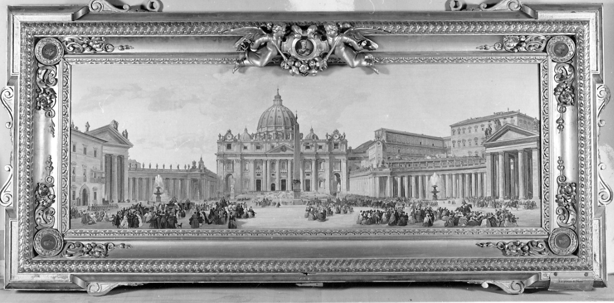 Veduta della Piazza S.Pietro a Roma, veduta di Roma (dipinto, opera isolata) di Ribera (secondo quarto sec. XIX)