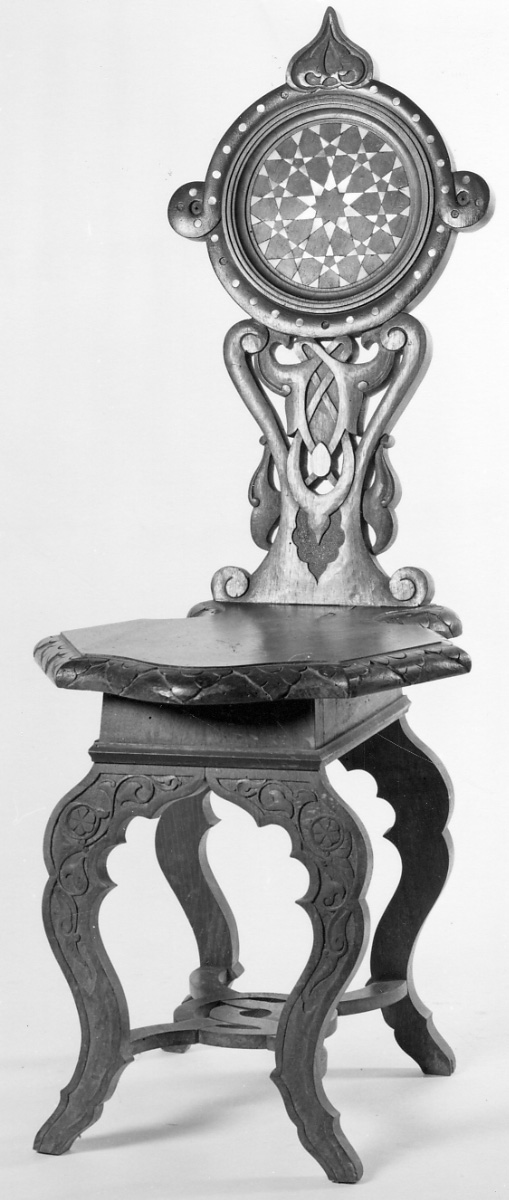 sgabello, opera isolata - manifattura lombarda (ultimo quarto sec. XIX)