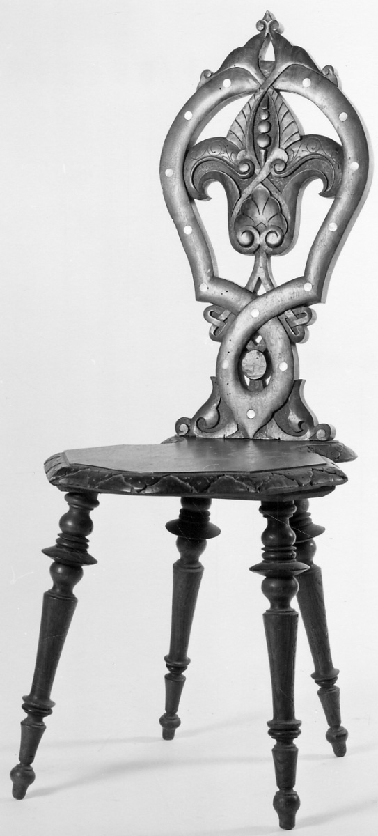 sgabello, opera isolata - manifattura lombarda (ultimo quarto sec. XIX)