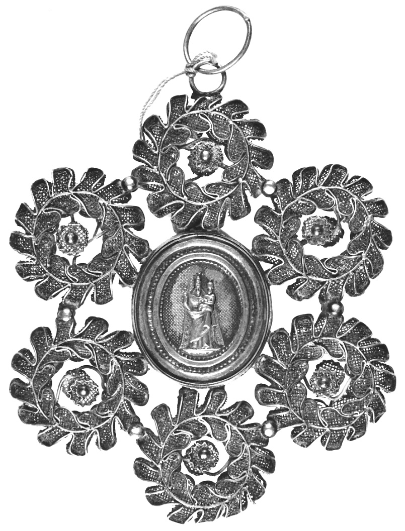 Madonna di Oropa con il Bambino (placchetta, elemento d'insieme) - manifattura piemontese (seconda metà sec. XIX)