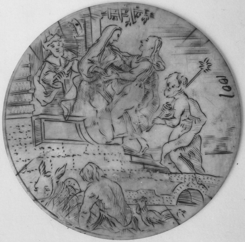 visitazione (medaglione, opera isolata) - ambito italiano (prima metà sec. XVIII)