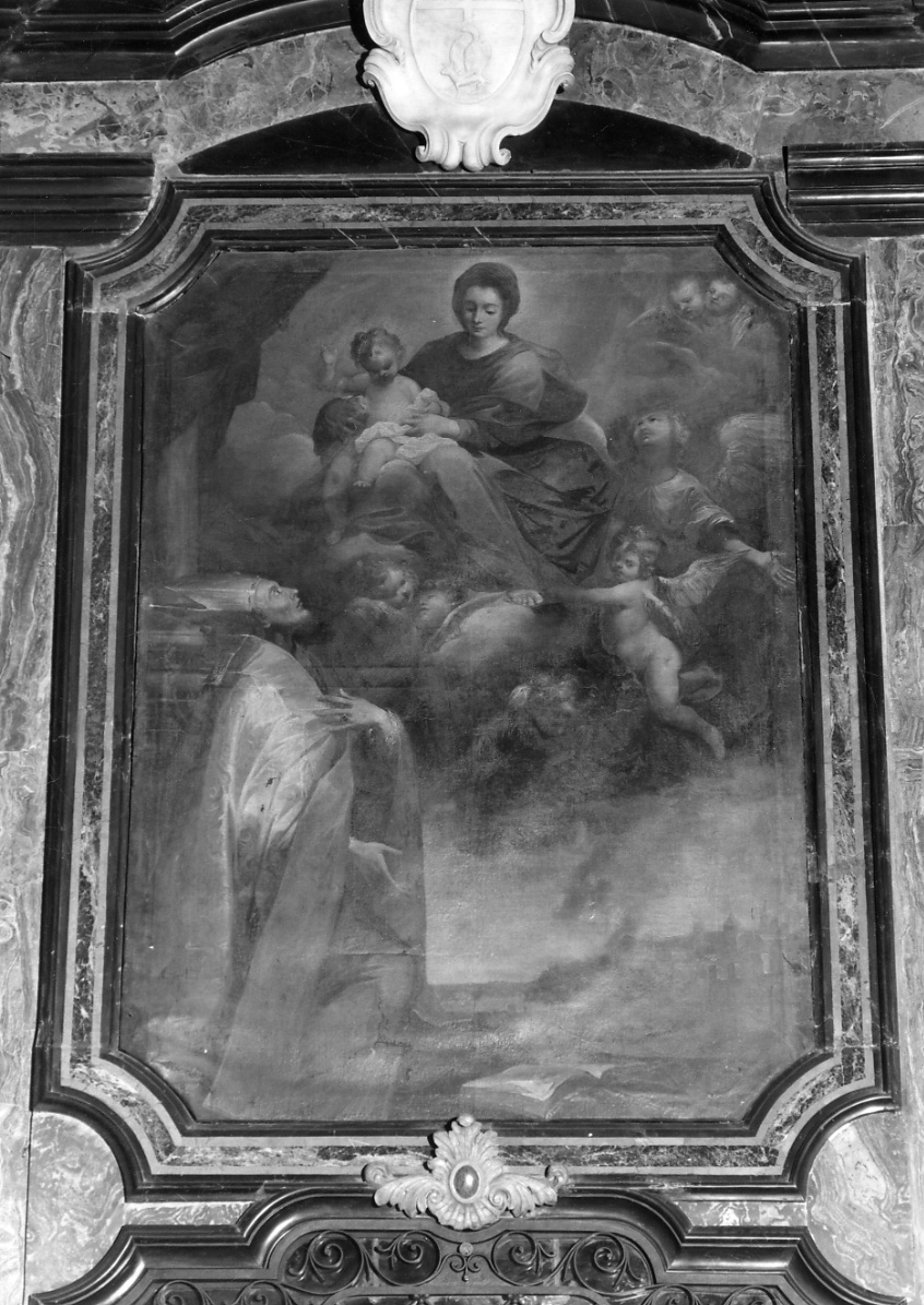 Madonna con Bambino e San Guido (dipinto, opera isolata) di Corte David (prima metà sec. XVII)