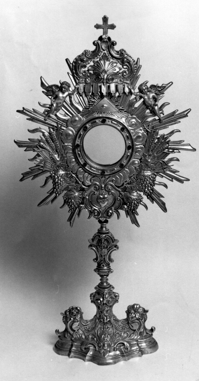 simboli eucaristici (ostensorio - a raggiera, opera isolata) - ambito ligure-piemontese (ultimo quarto sec. XIX)