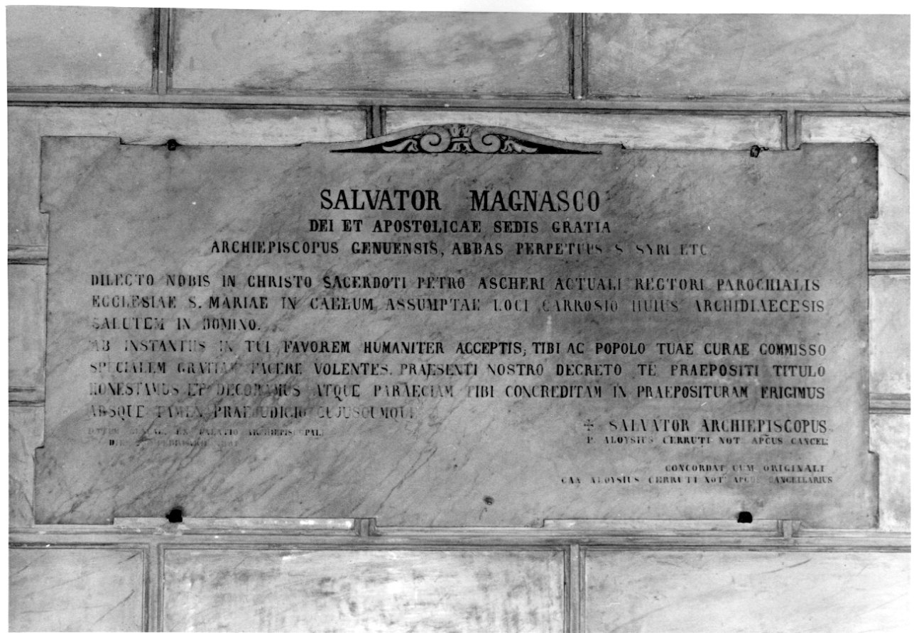 lapide, opera isolata - ambito ligure-piemontese (ultimo quarto sec. XIX)