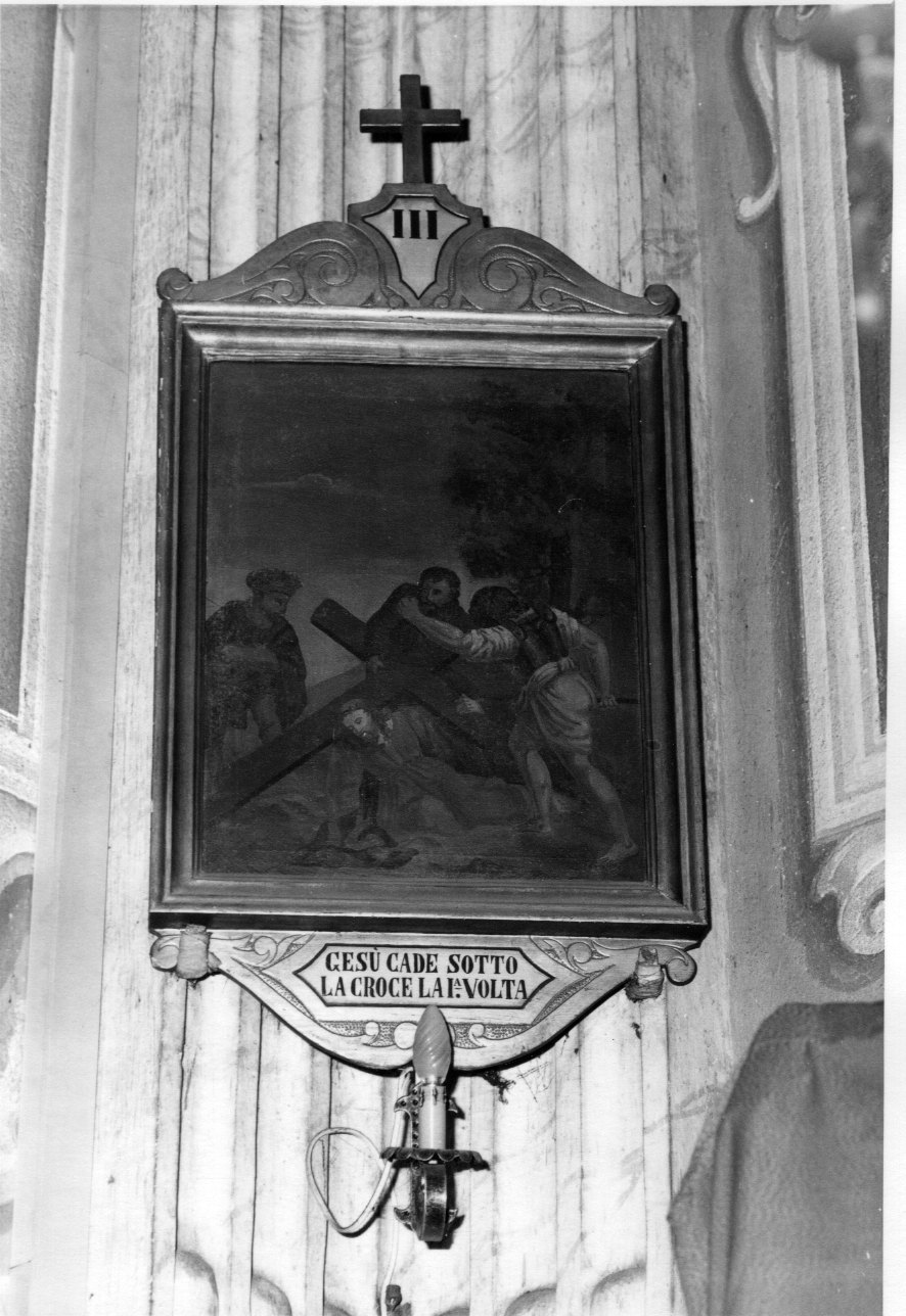 stazione III: Gesù cade sotto la croce la prima volta (dipinto) - ambito ligure-piemontese (fine/inizio secc. XIX/ XX)