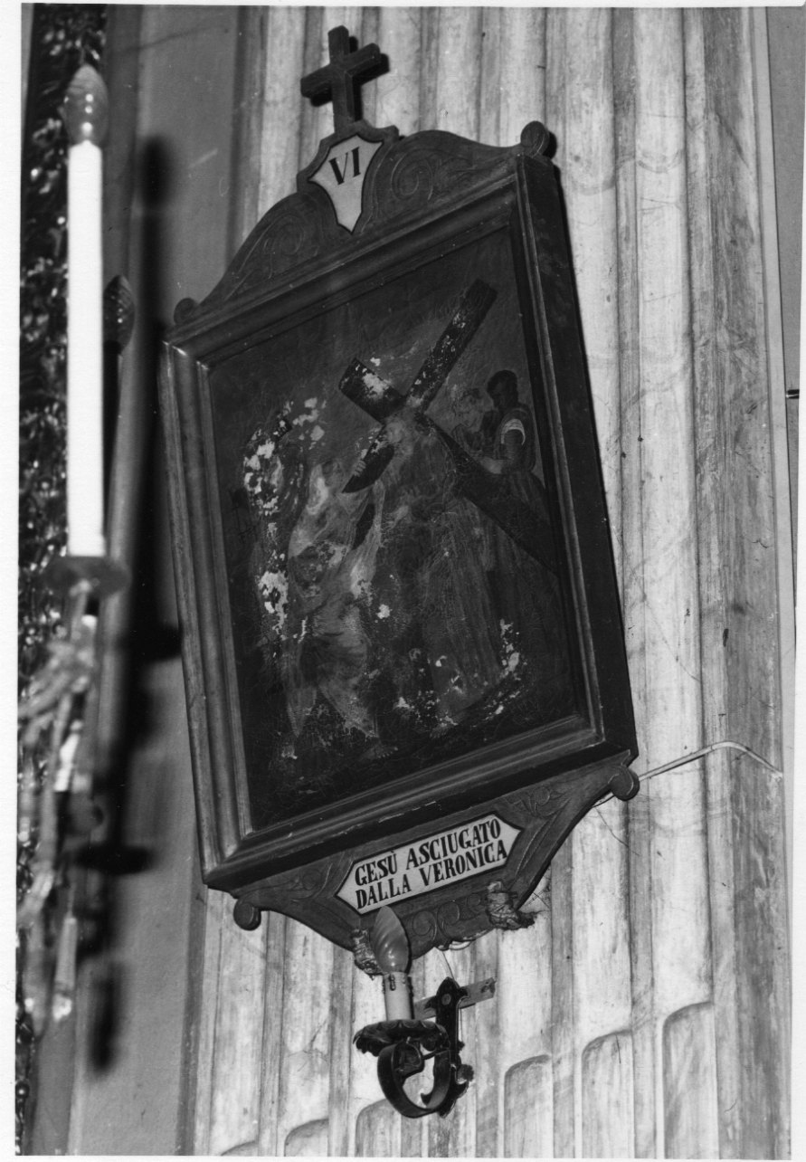 stazione VI: Gesù asciugato dalla Veronica (dipinto) - ambito ligure-piemontese (fine/inizio secc. XIX/ XX)