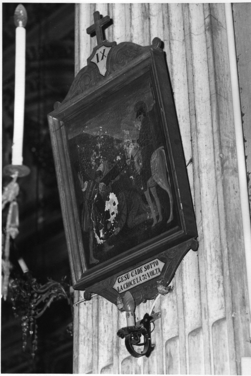 stazione IX: Gesù cade sotto la croce la terza volta (dipinto) - ambito ligure-piemontese (fine/inizio secc. XIX/ XX)