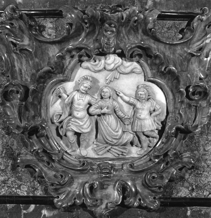 martirio di Santa (formella, elemento d'insieme) - ambito lombardo (terzo quarto sec. XVIII)