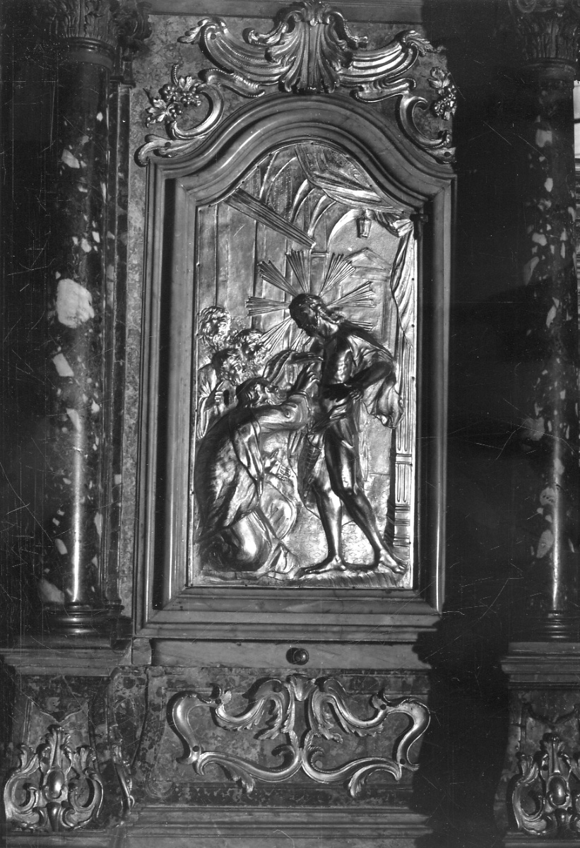 incredulità di San Tommaso (sportello di tabernacolo, elemento d'insieme) - ambito lombardo (metà sec. XVIII)