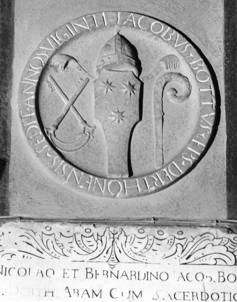 stemma vescovile di Giacomo Botta (lapide, opera isolata) - ambito lombardo (fine sec. XV)