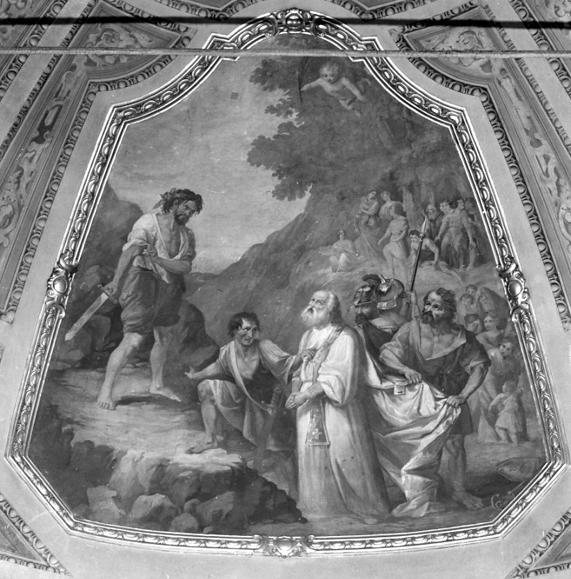 decapitazione di San Marciano (dipinto, elemento d'insieme) di Maggi Angelo (metà sec. XIX)