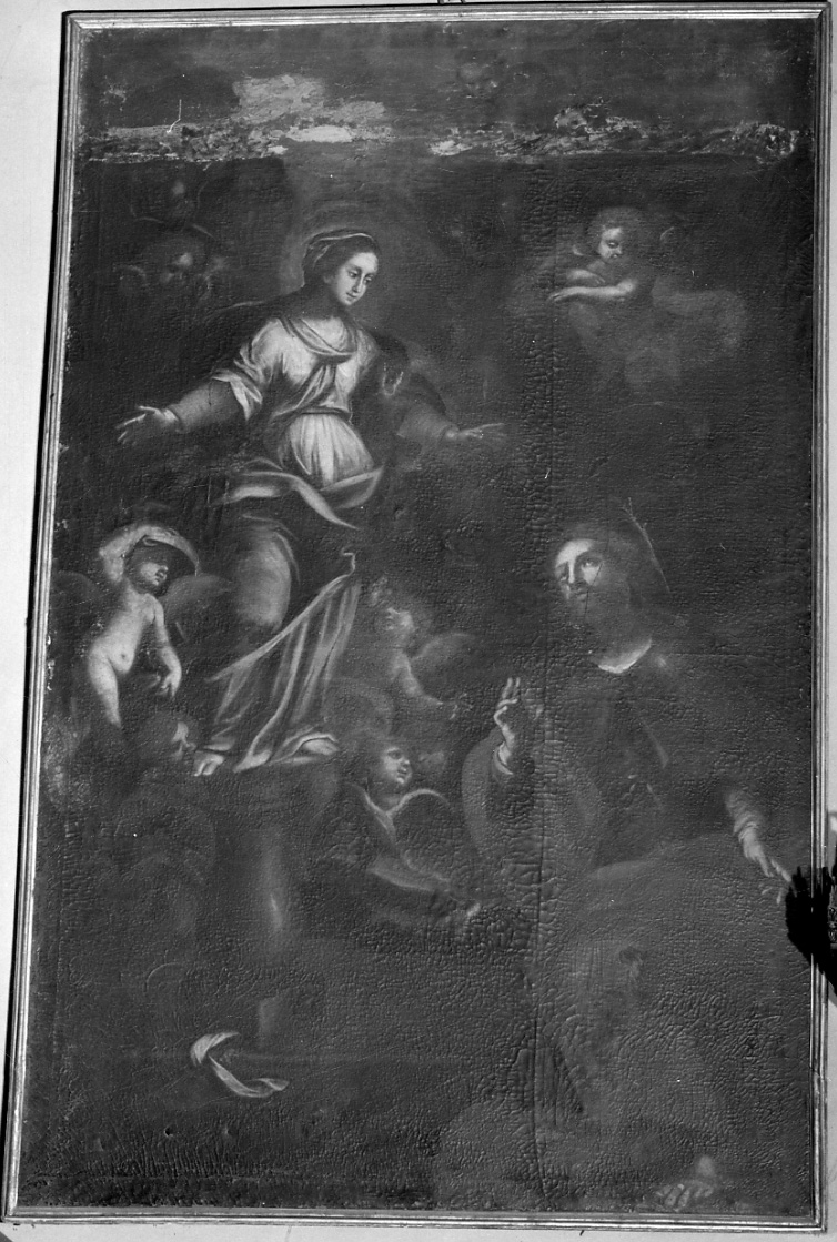 apparizione della Madonna a Santo (dipinto, opera isolata) - ambito piemontese (fine/inizio secc. XVI/ XVII)