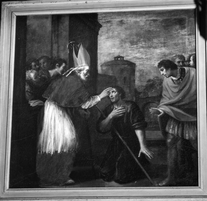 Sant'Innocenzo guarisce un cieco (dipinto, elemento d'insieme) di Vermiglio Giuseppe (primo quarto sec. XVII)