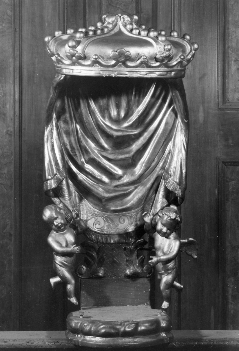 angioletti reggicortina (tronetto per esposizione eucaristica, opera isolata) - ambito piemontese (sec. XIX)