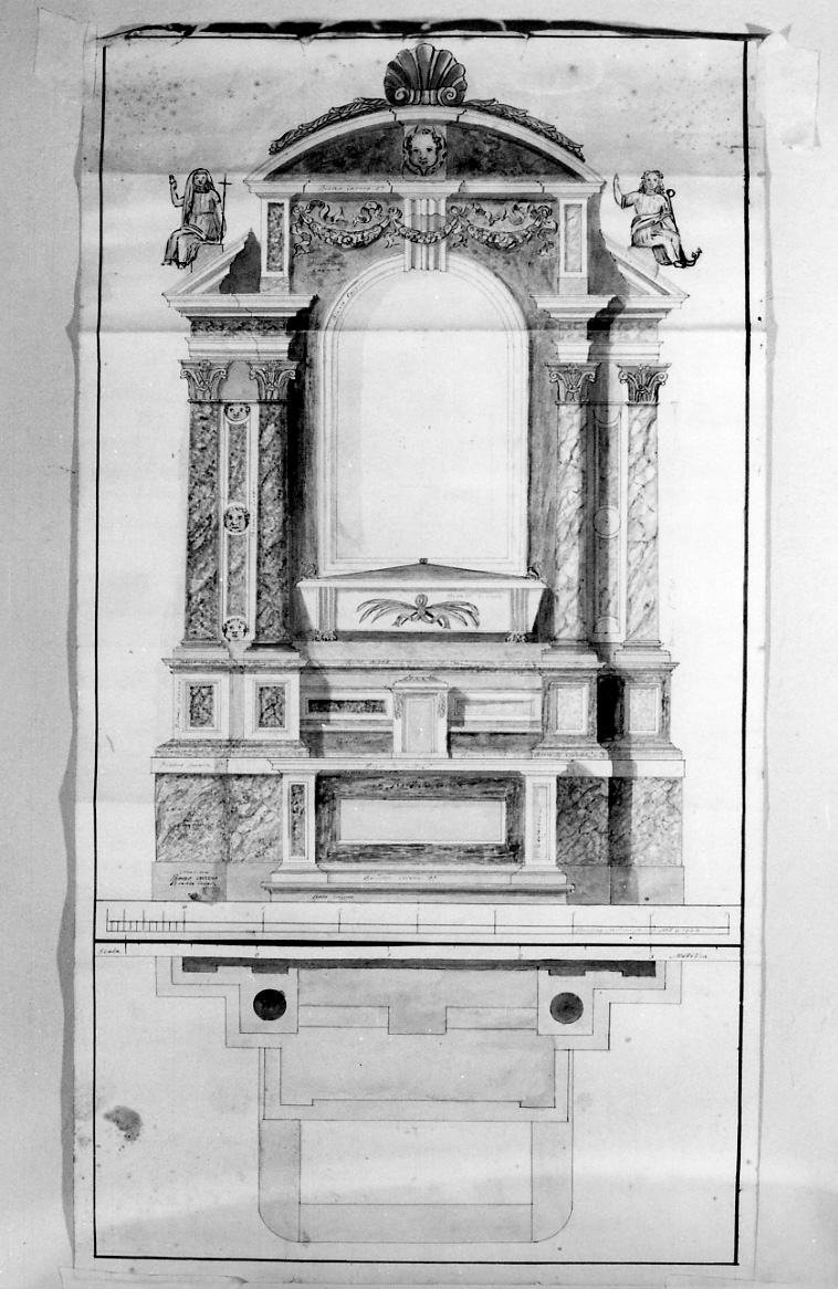 progetto di altare (dipinto, opera isolata) - ambito lombardo (fine/inizio secc. XVIII/ XIX)