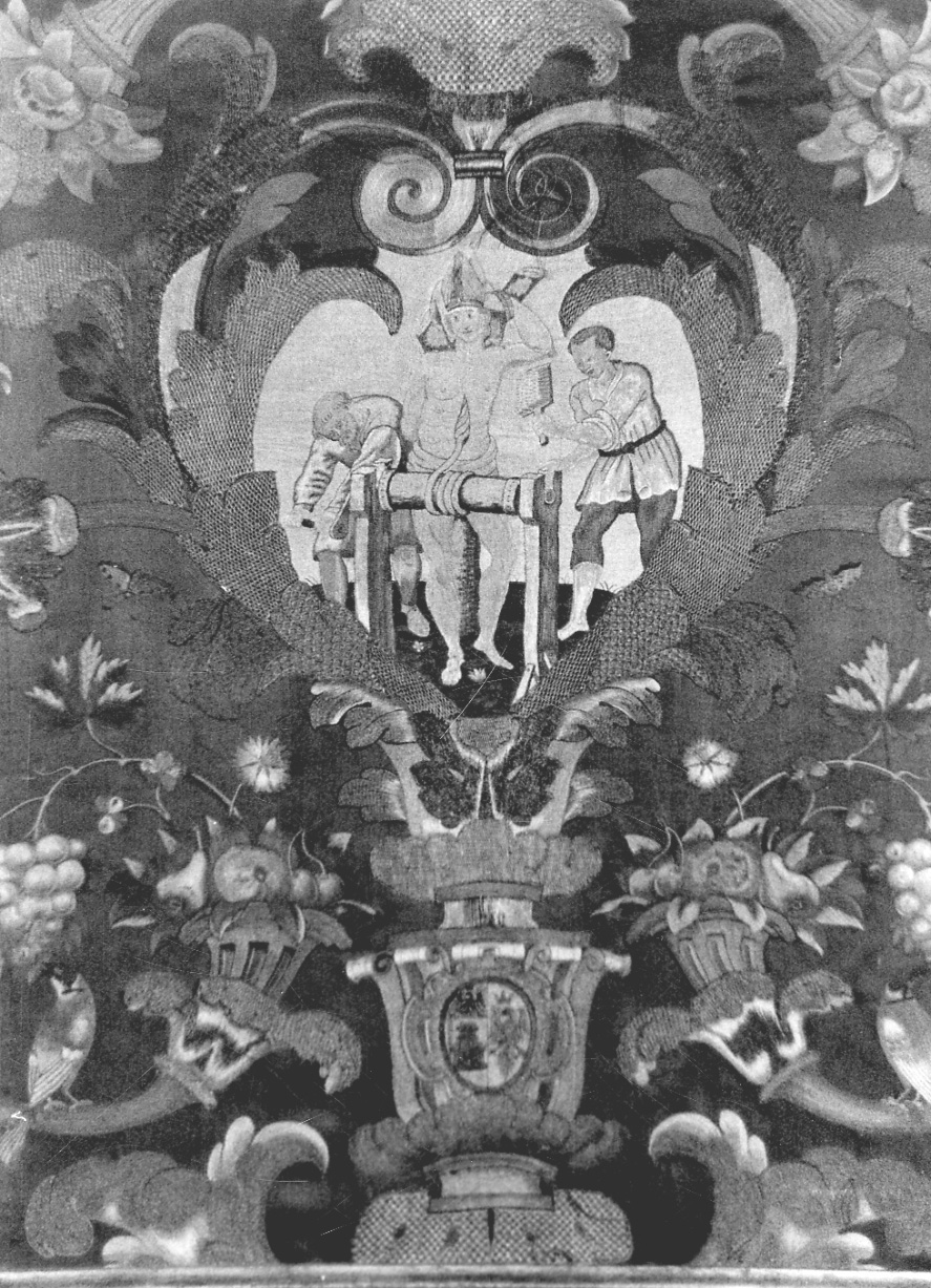 martirio di Sant'Erasmo (decorazione a ricamo, elemento d'insieme) - manifattura lombarda (metà sec. XVII)