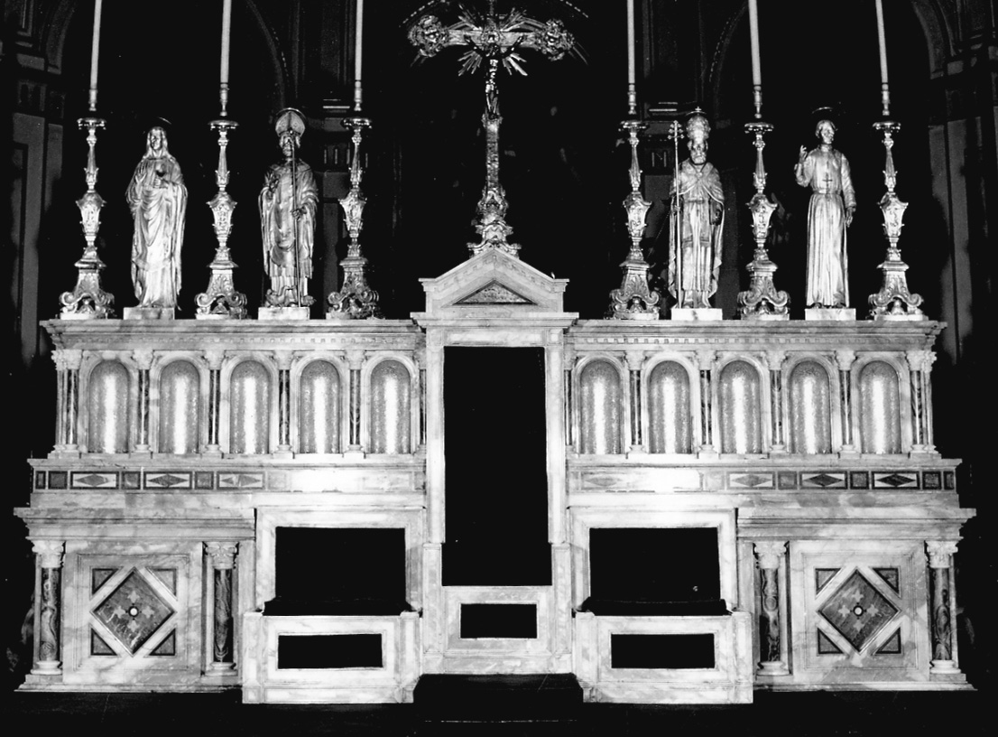altare maggiore, opera isolata di Frascarolo Luigi, Pallavicini Ditta, Sacchelli Ditta (metà sec. XX)