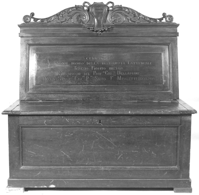 cassapanca, opera isolata di Dellapiane Giuseppe, Fiorito Teresio, Merletti Francesco (ultimo quarto sec. XIX)