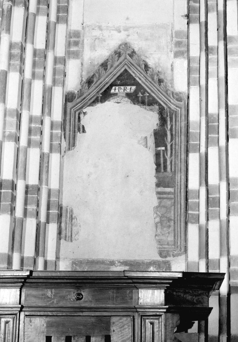 Cristo crocifisso e strumenti della Passione (dipinto, opera isolata) - ambito lombardo (prima metà sec. XV)