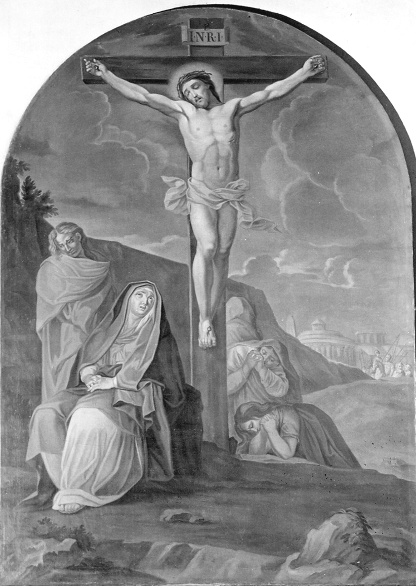 crocifissione di Cristo con la Madonna, San Giovanni Evangelista e Santa Maria Maddalena (dipinto, opera isolata) - ambito piemontese (seconda metà sec. XVIII)