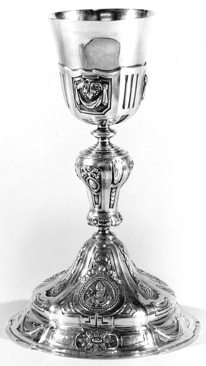 Santo vescovo (medaglione, elemento d'insieme) - ambito piemontese (primo quarto sec. XIX)