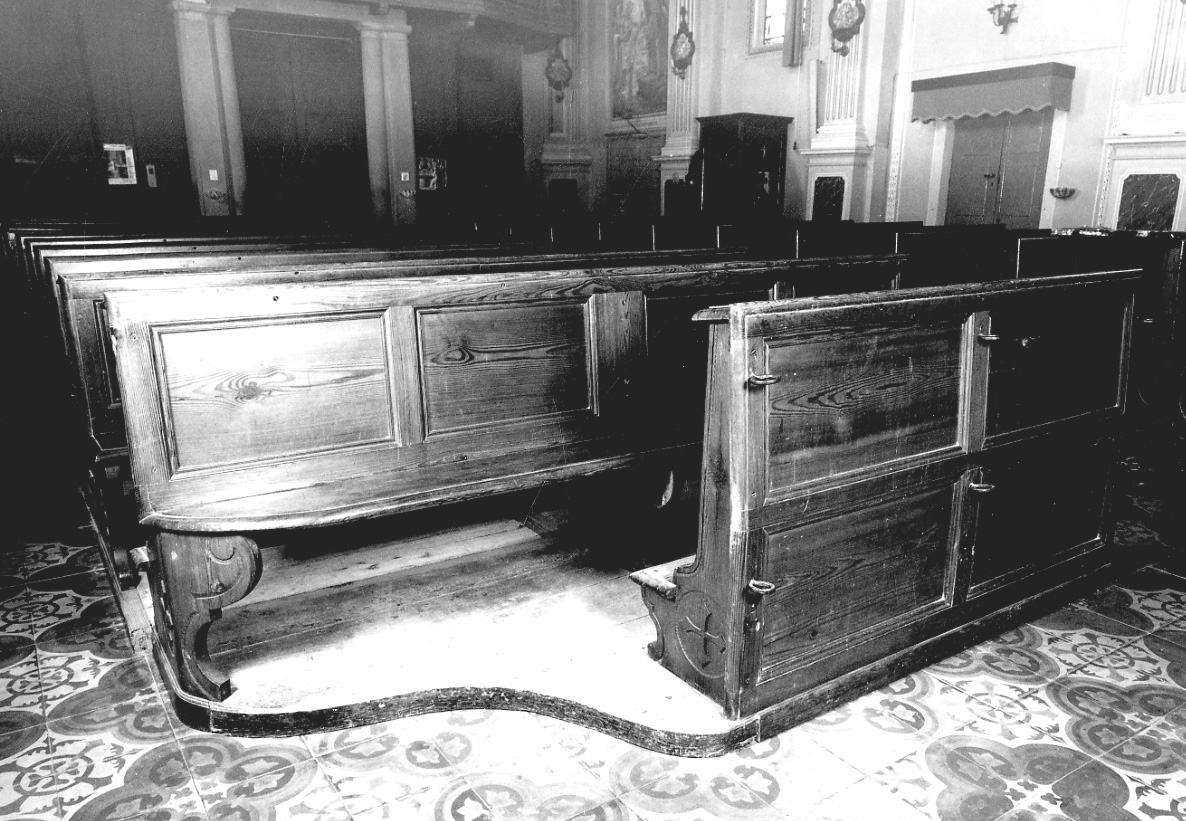 banco da chiesa, serie di Guasti Giuseppe (maniera) (ultimo quarto sec. XIX)