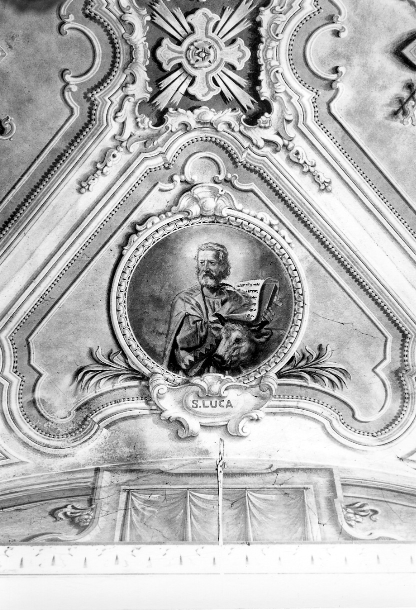 San Luca Evangelista (dipinto, elemento d'insieme) di Frascaroli Carlo, Lajolo Lorenzo (secondo quarto sec. XX)