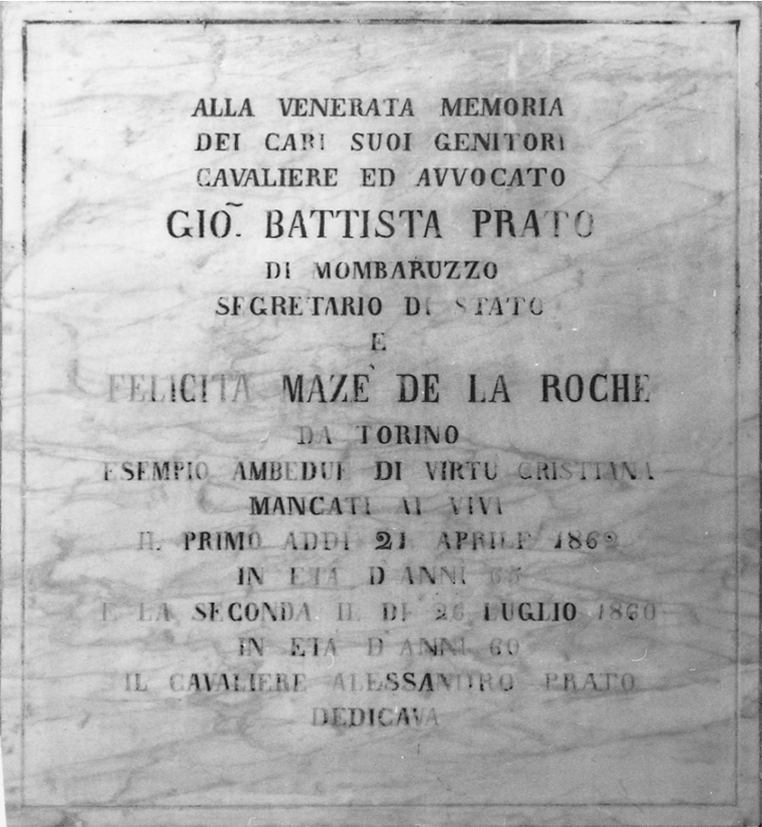 lapide commemorativa, opera isolata - ambito alessandrino (terzo quarto sec. XIX)