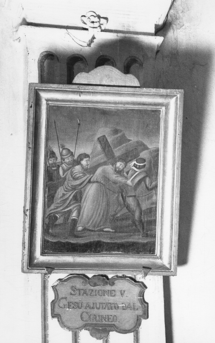 stazione V: Gesù aiutato da Simone il Cireneo a portare la croce (dipinto, elemento d'insieme) - ambito astigiano (terzo quarto sec. XIX)