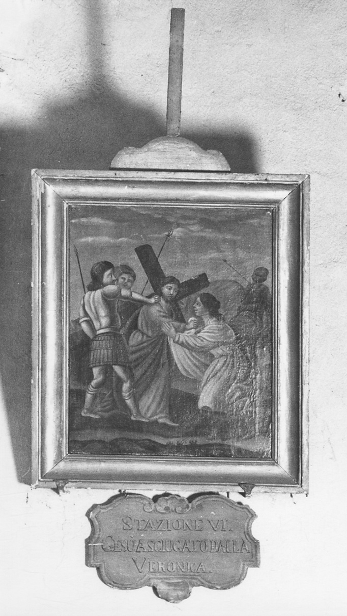 stazione VI: Gesù asciugato dalla Veronica (dipinto, elemento d'insieme) - ambito astigiano (terzo quarto sec. XIX)
