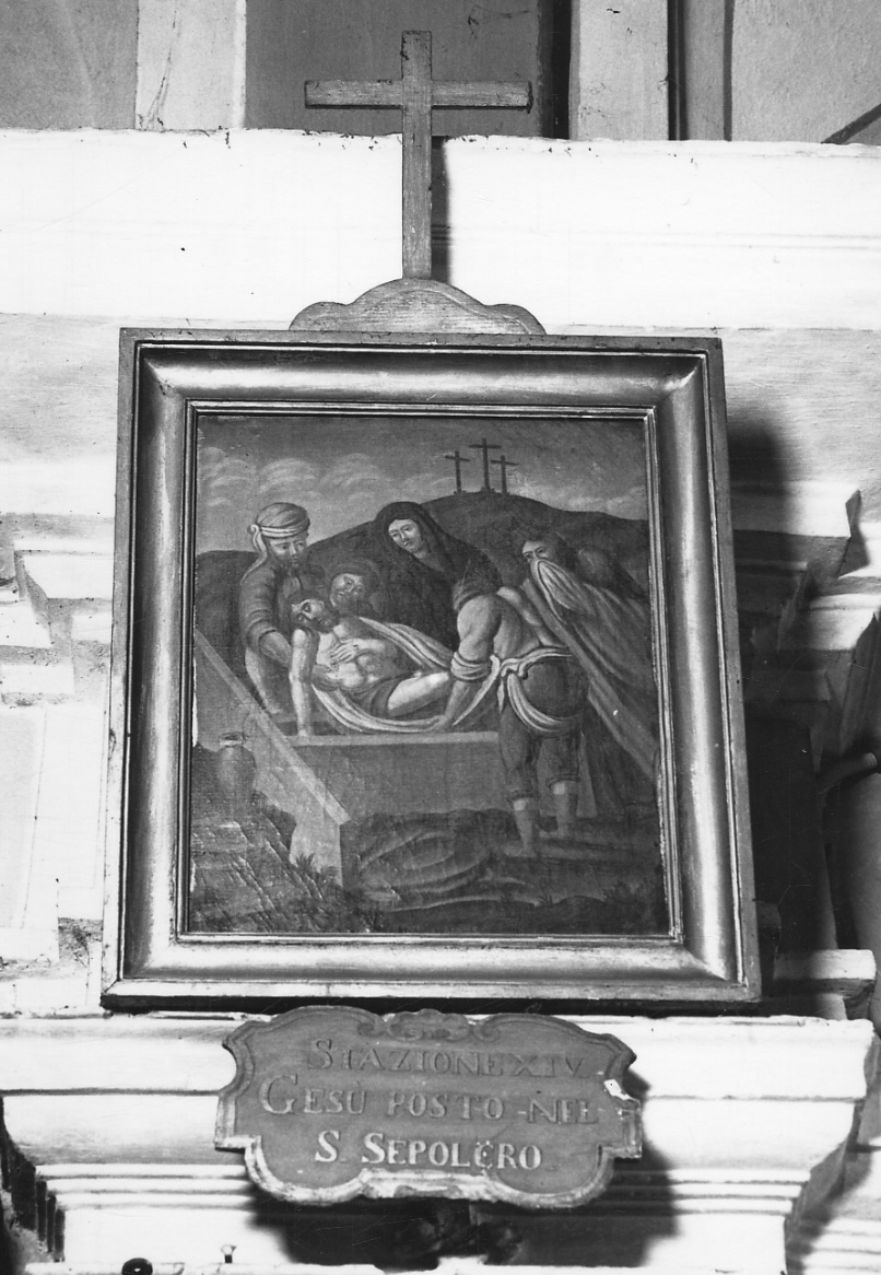 stazione XIV: Gesù deposto nel sepolcro (dipinto, elemento d'insieme) - ambito astigiano (terzo quarto sec. XIX)