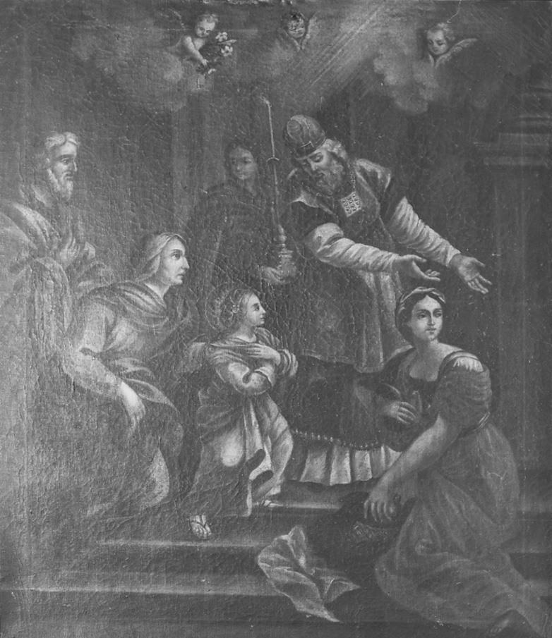 presentazione di Maria Vergine al tempio (dipinto, opera isolata) di Morelli Giovanni Battista (sec. XVIII)