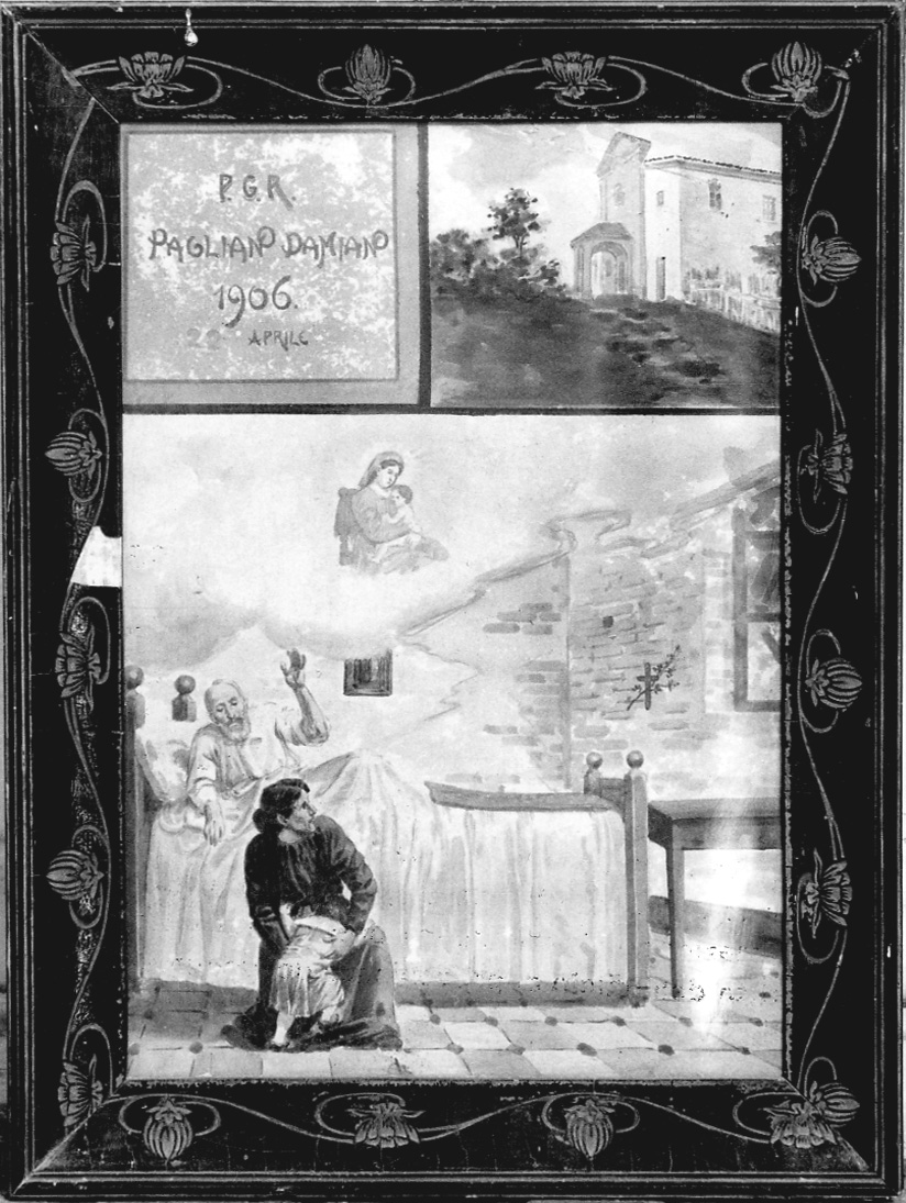 Madonna con Bambino intercede per guarigione (stampa a colori) - ambito italiano (sec. XX)