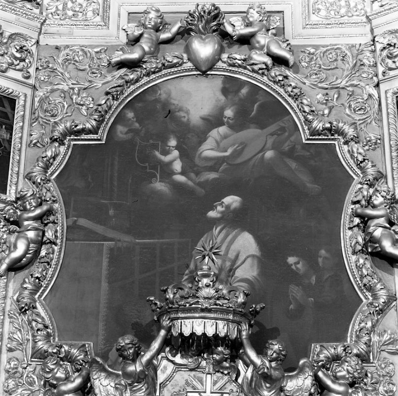 San Filippo Neri nell'atto di celebrare la messa, San Filippo Neri ispirato dallo Spirito Santo (dipinto, elemento d'insieme) di Martinotti Flavio Evangelista (fine sec. XVII)